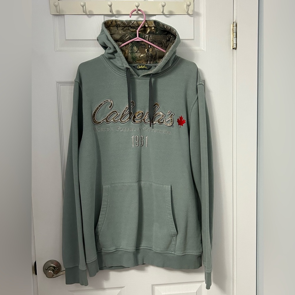 Cabela's Green Hoodie with Red Maple Leaf